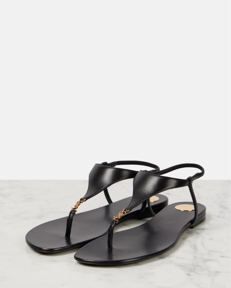 $990 YSL Cassandra Black Thong Sandals - Image 3