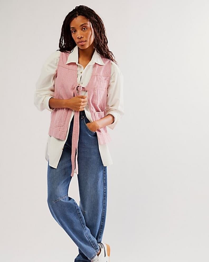 Damson Madder Dilly Gilet - Pink Stripe - Image 3