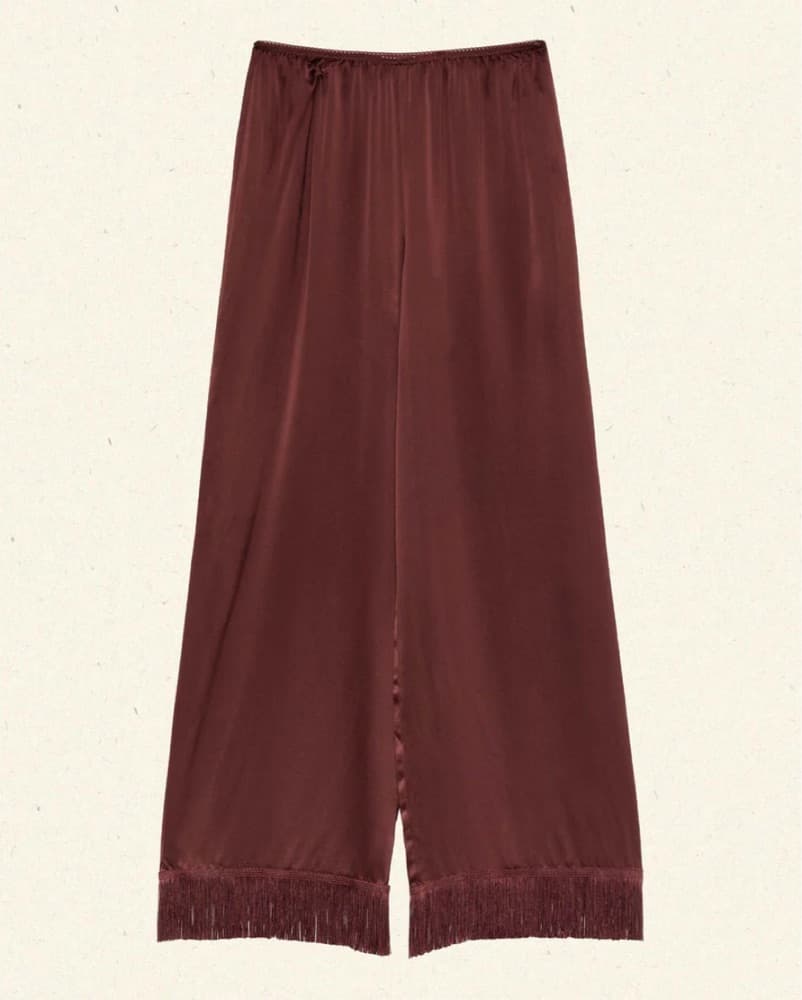 Dôen Silk Pants With Fring Trim - Image 3