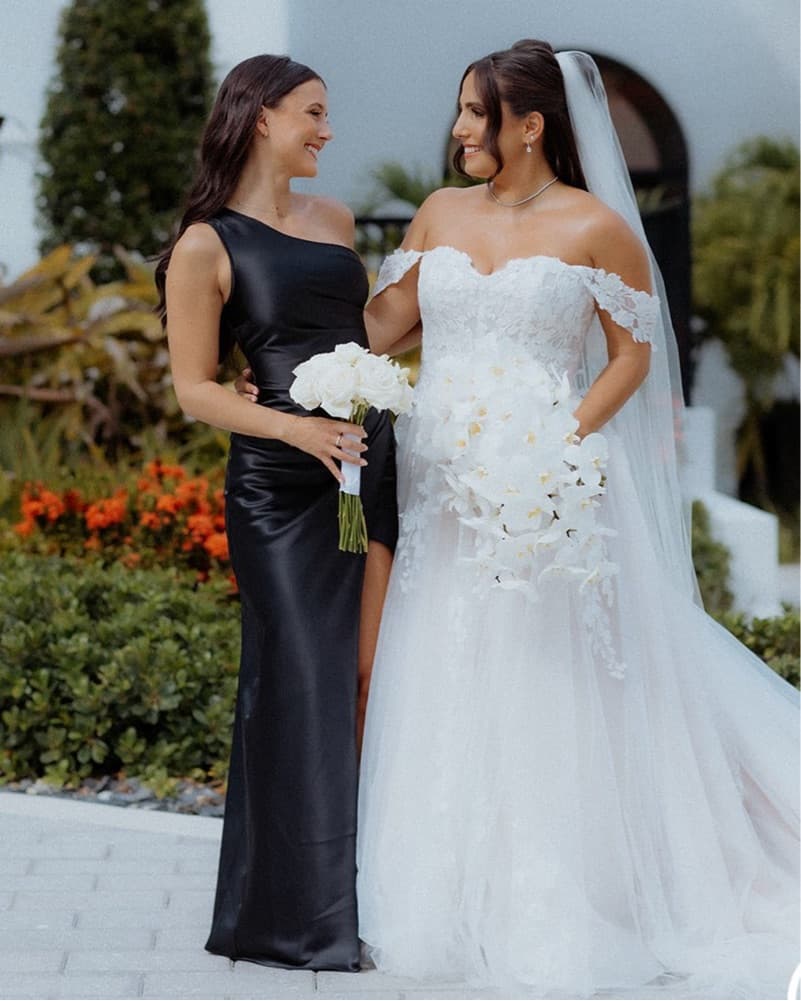 Black Satin One Shoulder Dress - Image 4