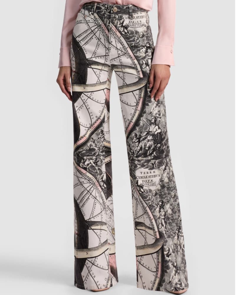 Alice & Olivia Celestial Printed Wide-Leg Pants - Image 1