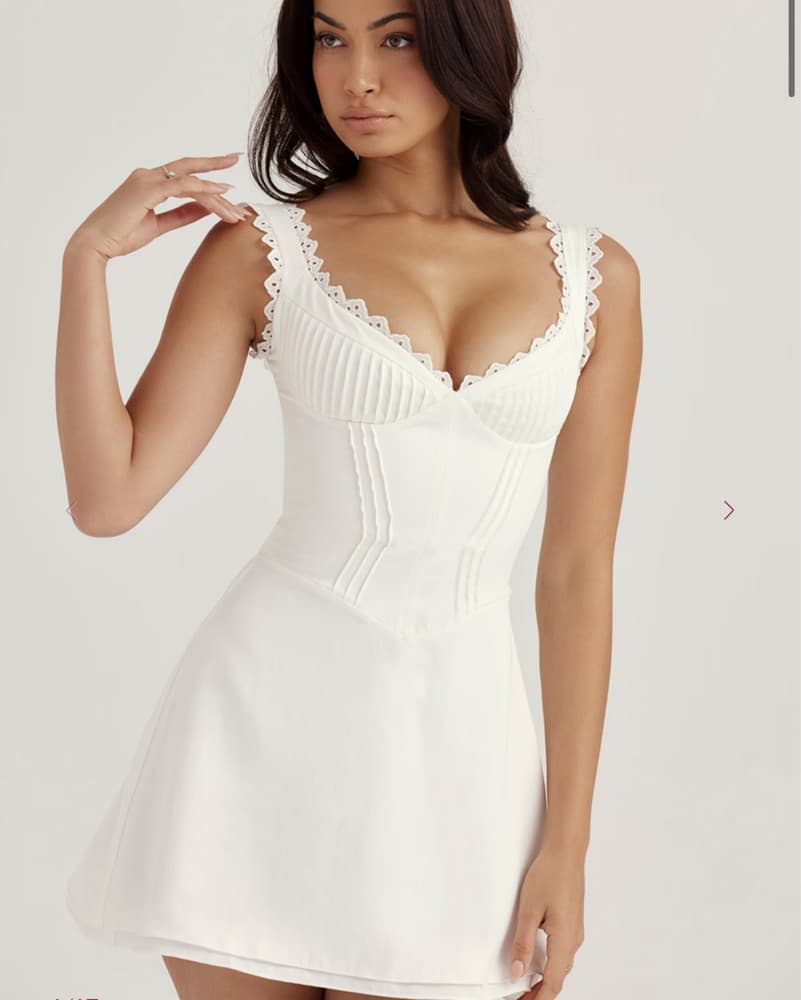 HouseofCB Tilly White PinTuck Mini Dress - Image 3