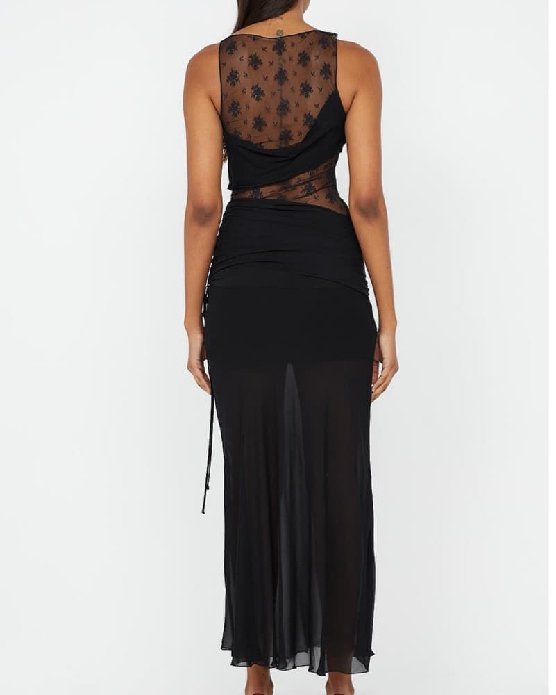 Elegant Black Floral Maxi Dress - Image 3