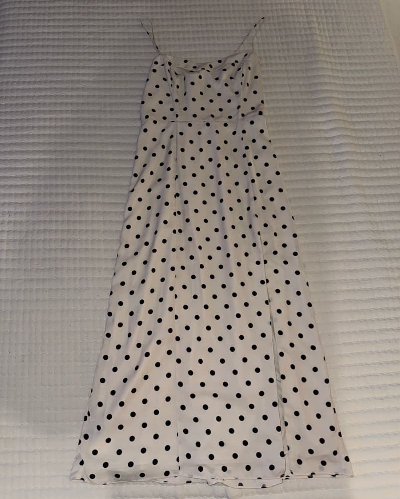 Abercrombie Cream Polka Dot Midi Dress - Image 3