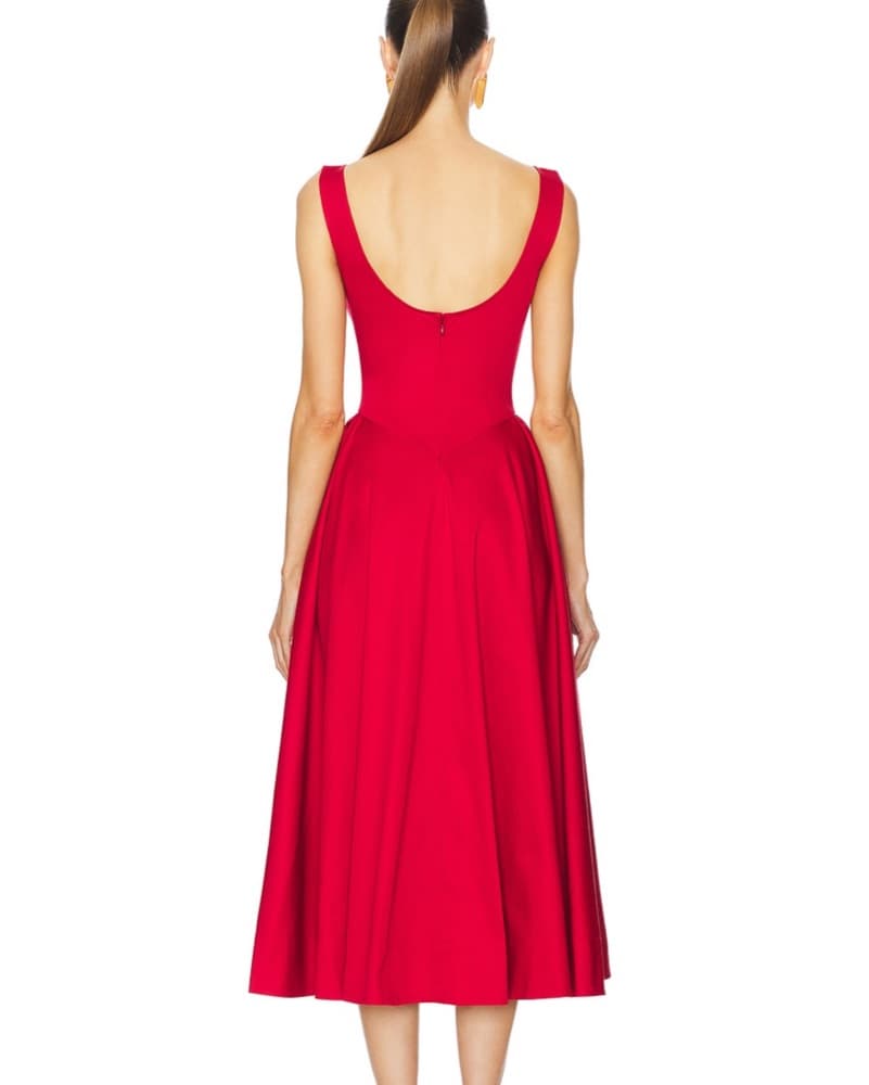 Helsa Stretch Cotton Sateen Midi - Image 3