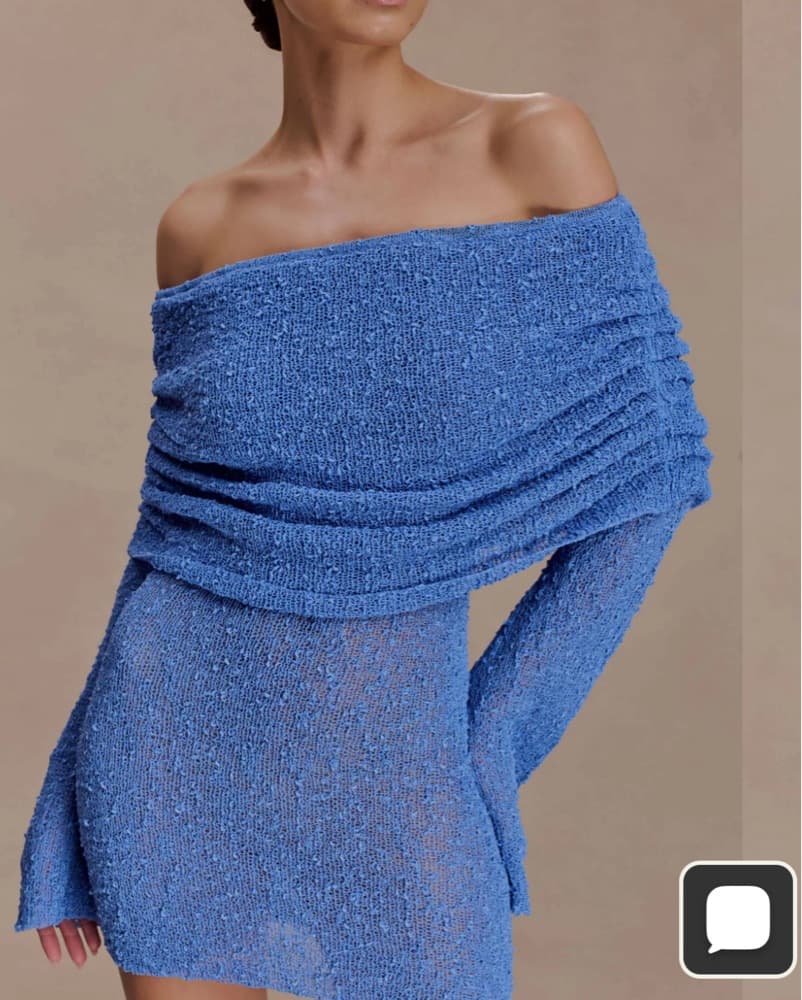 Meshki Off Shouler Dress Blue Medium - Image 3