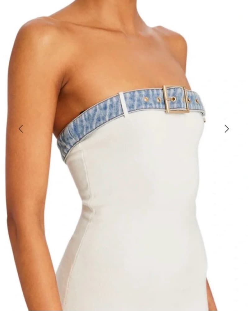 Seroya Blanche Knit Denim Dress - Image 3