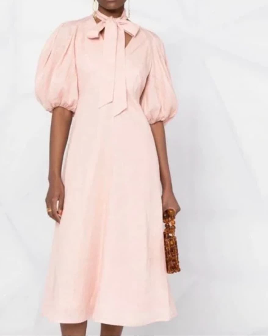Zimmermann Puff Sleeve Midi Dress - Image 1