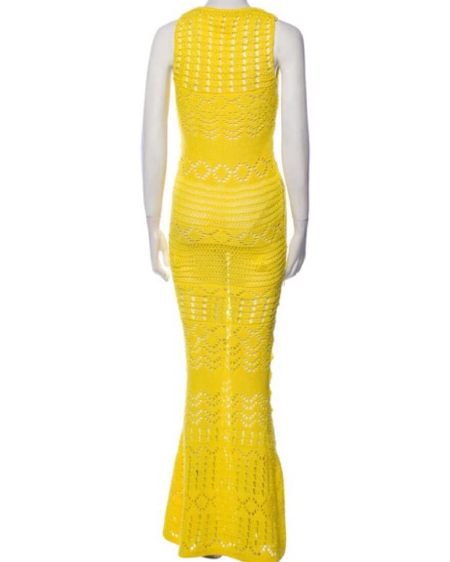 Alexis Yellow Crochet Maxi Dress - Image 3