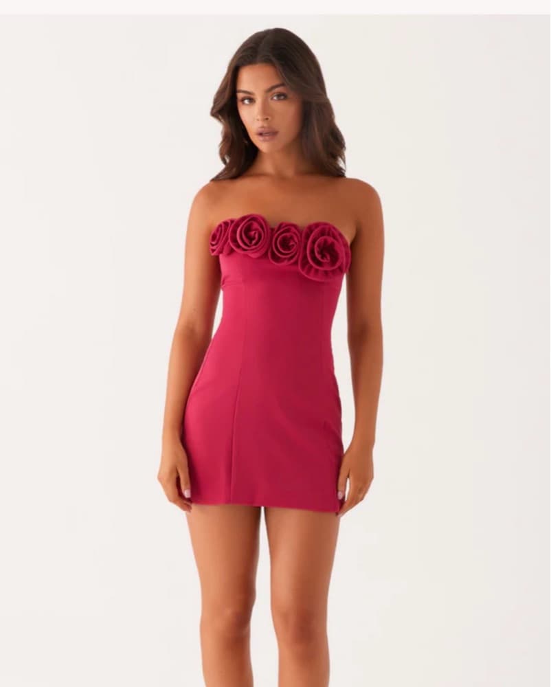 Patsie Strapless Mini Dress - Fuchsia - Image 1