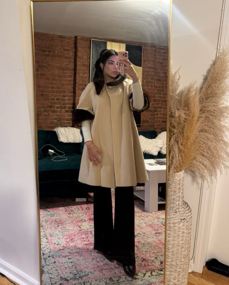 Wool Coat Mink Collar - Image 1
