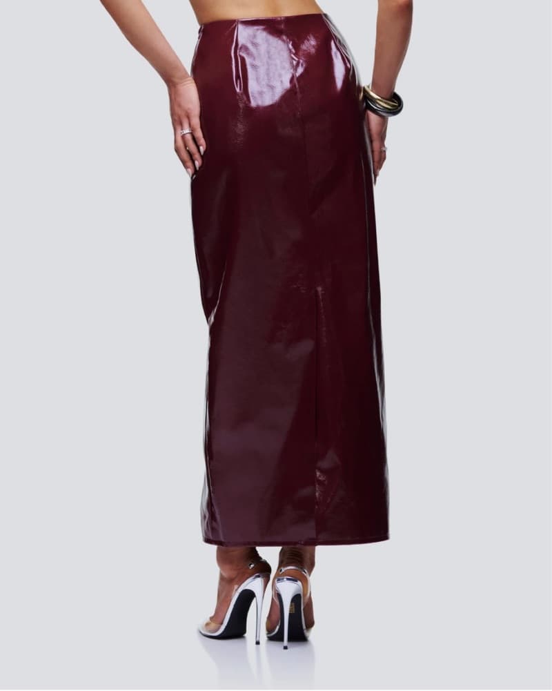 Matilde Plum Vegan Leather Penci Skirt - Image 2