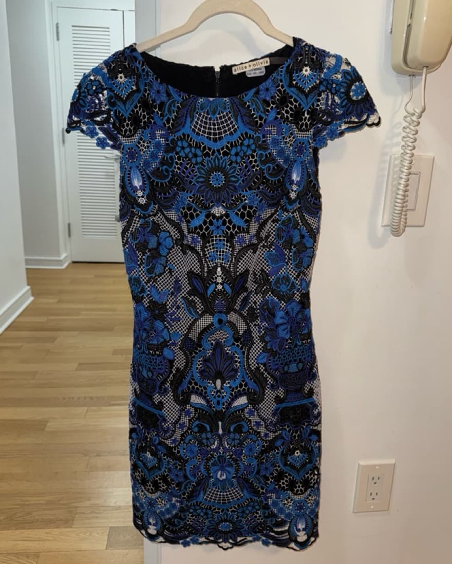 Alice + Olivia Black And Blue Lace Dress - Image 2