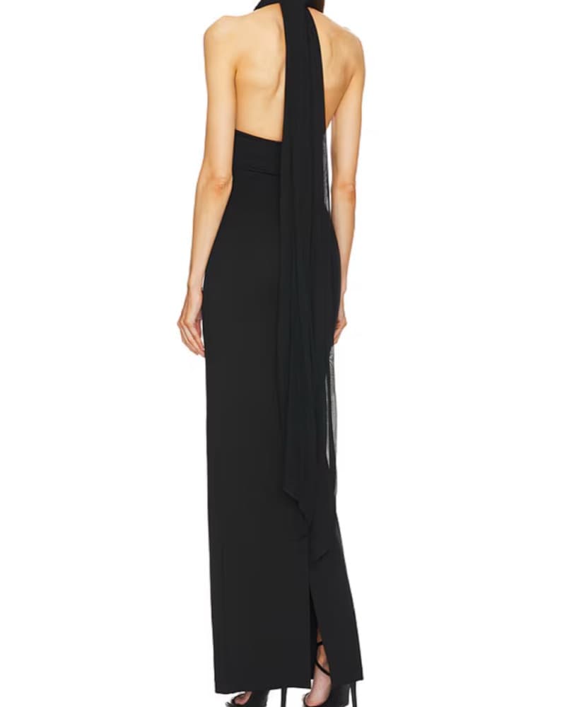 Elegant Black Halter Maxi Dress - Image 3