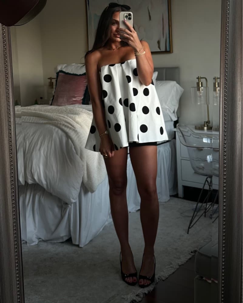 Zara Polka Dot Strapless Top - Image 1