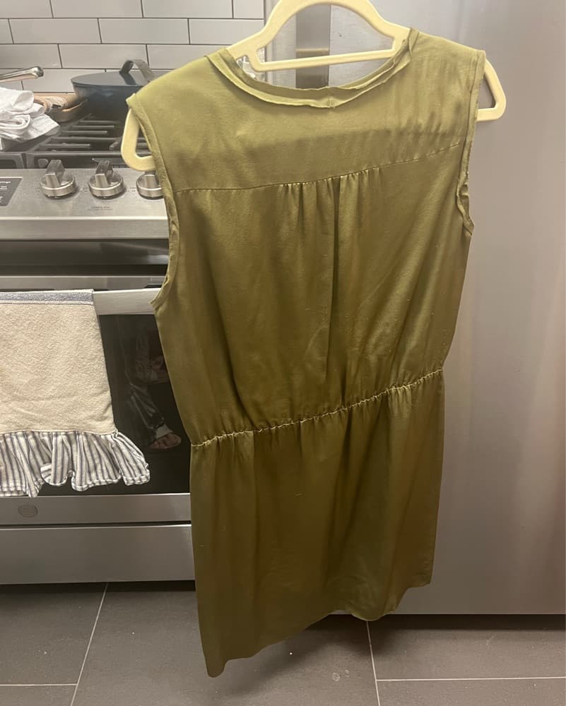 Calypso Olive Silk Mini Dress  - Image 3
