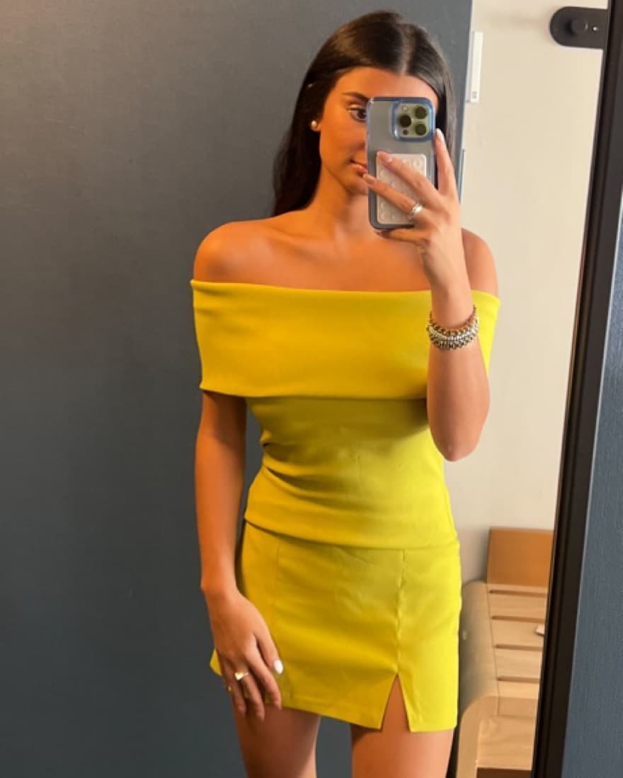 Chartreuse Off-Shoulder Two Piece Set - Image 2