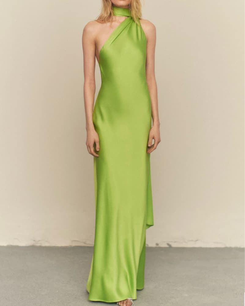 ASYMMETRICAL BOW-NECK DRESS - Image 3
