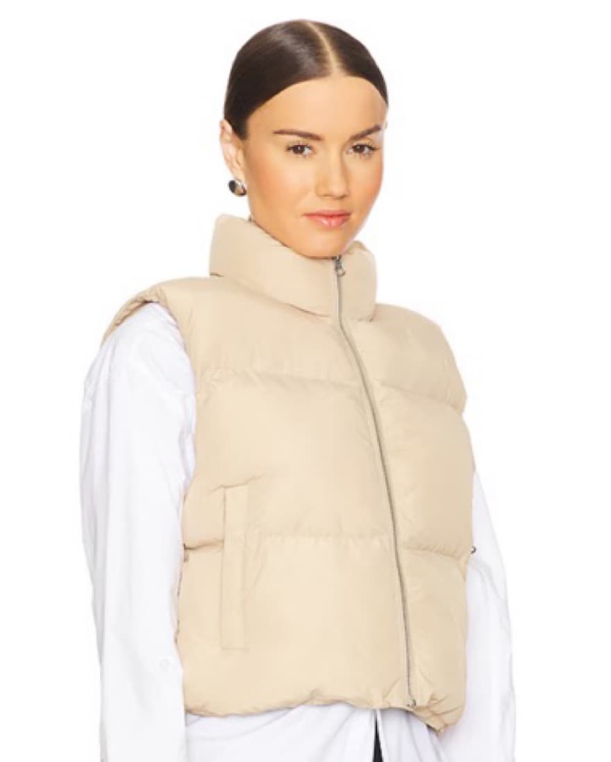 Cropped Cream Puffer Jacket Vest  - Image 2
