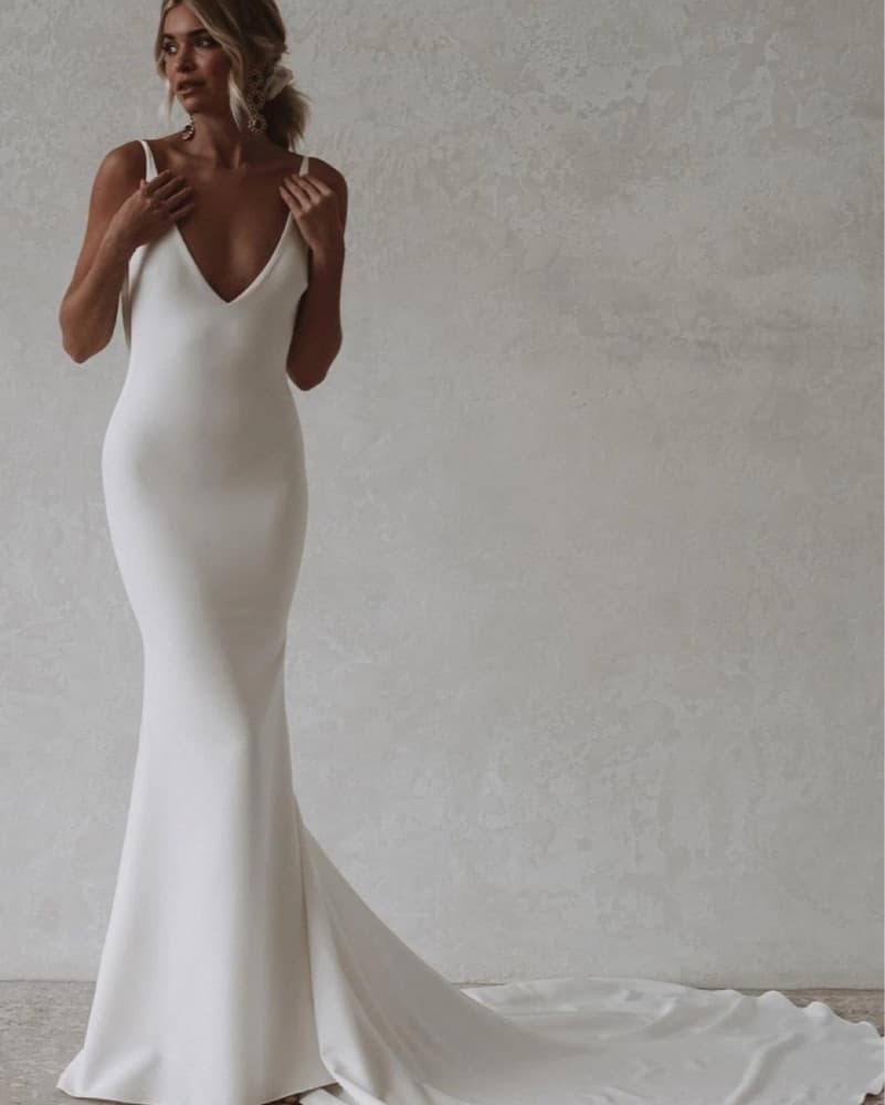 Petite Minimal Simple Wedding Dress - Image 1