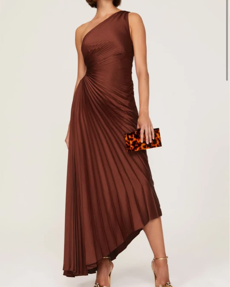 Green Pleated One Shoulder Dress  - Image 2