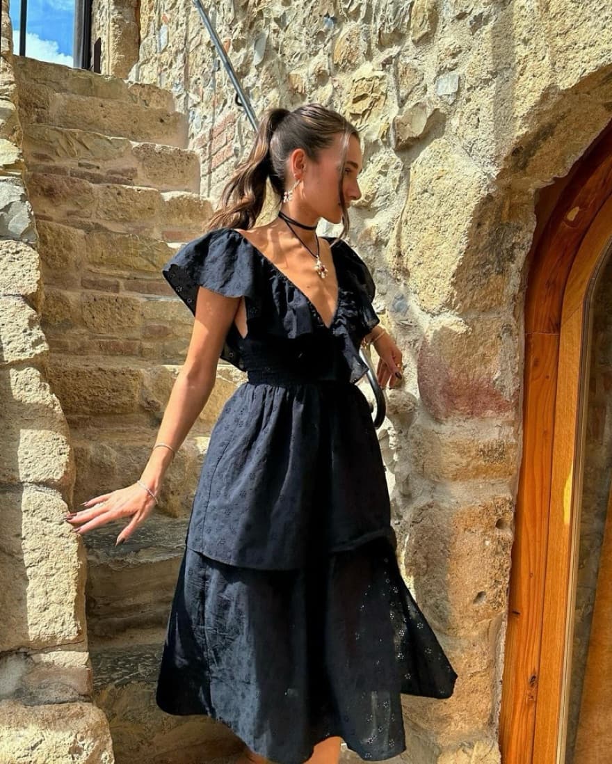 WeWoreWhat Black Eyelet Dress - Image 3