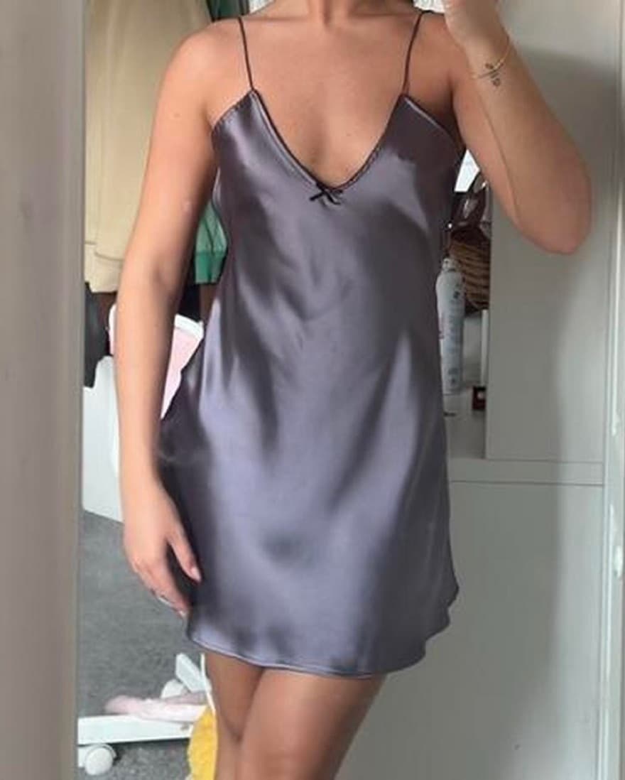 Zara Satin Backless Bow Slip Mini Dress - Image 2