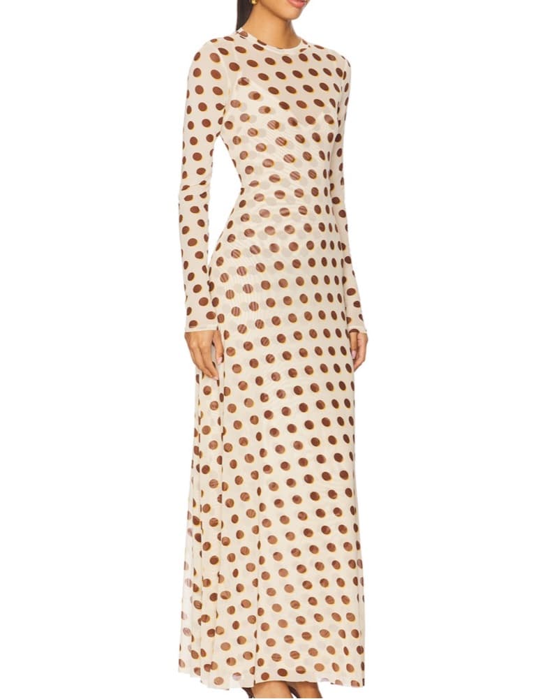 AFRM Paola Dress In Gold Halo Dot - Image 2