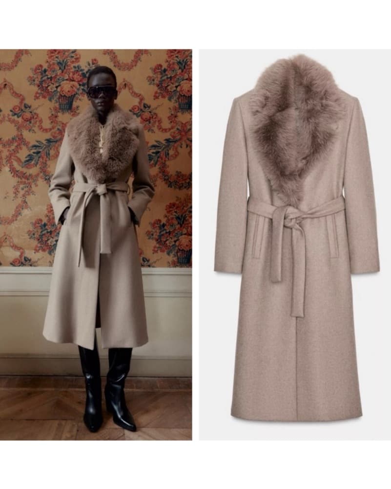 Zara Winter Coat With Fur Collar  - Image 2