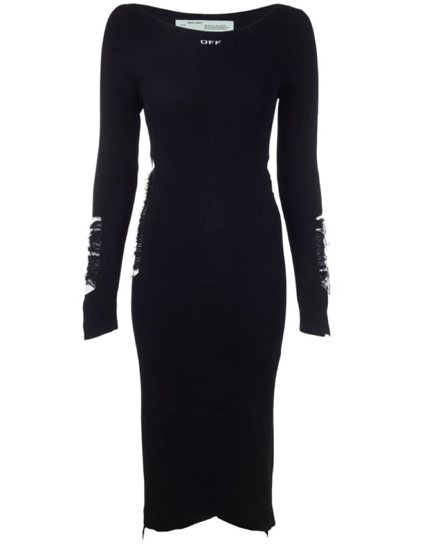 Off-White Knit Ripped Sleeve Dress - Image 1