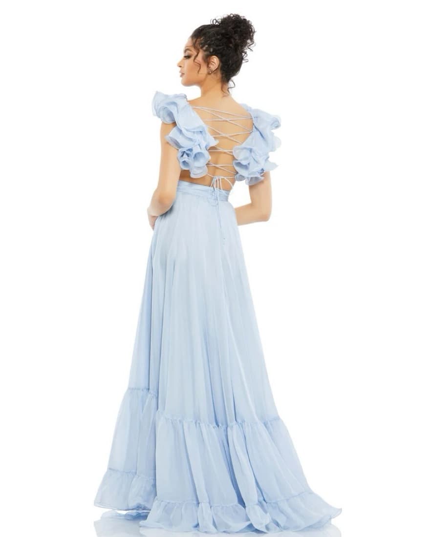 Mac Duggal Ruffle Tiered Light Blue Gown - Image 2