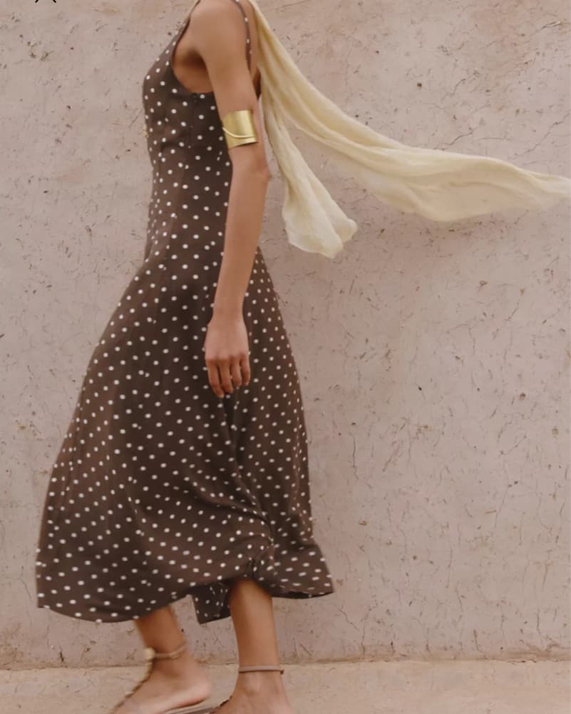 Brown Polka Dot Midi Dress - Image 2