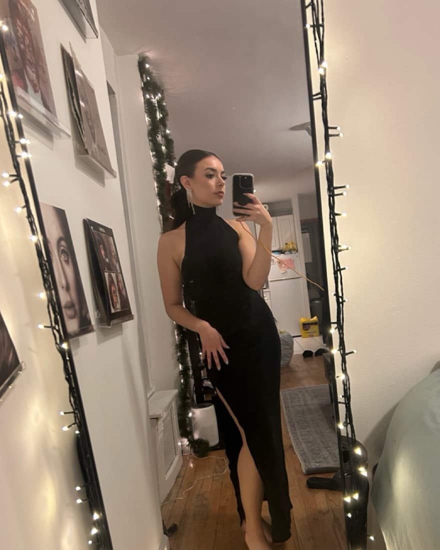 Norma Kamali Halter Turtleneck Slit Gown - Image 3