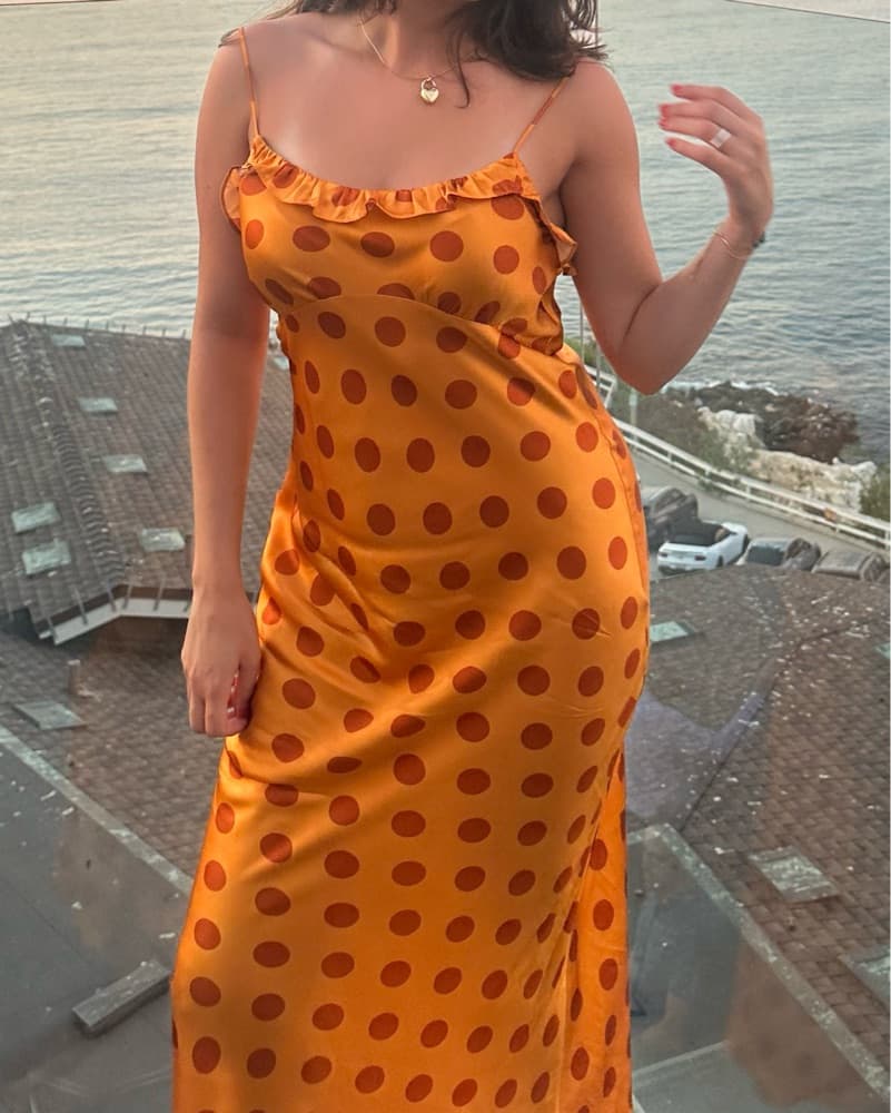  Reformation Polka Dot Silk Dress - Image 2