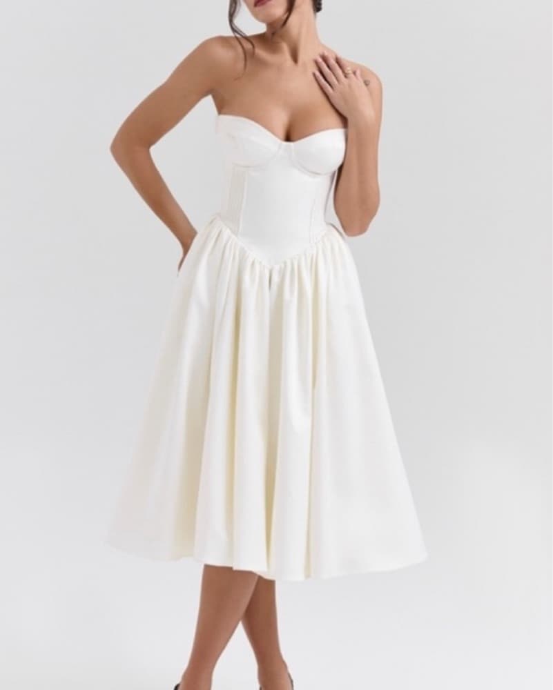 House of CB ‘Coco’ Ivory Satin Dress - Image 1