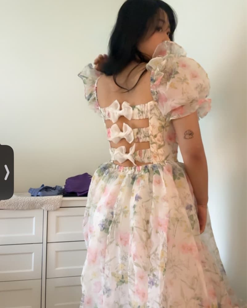 Floral Puff Sleeve Midi Dress - Image 5
