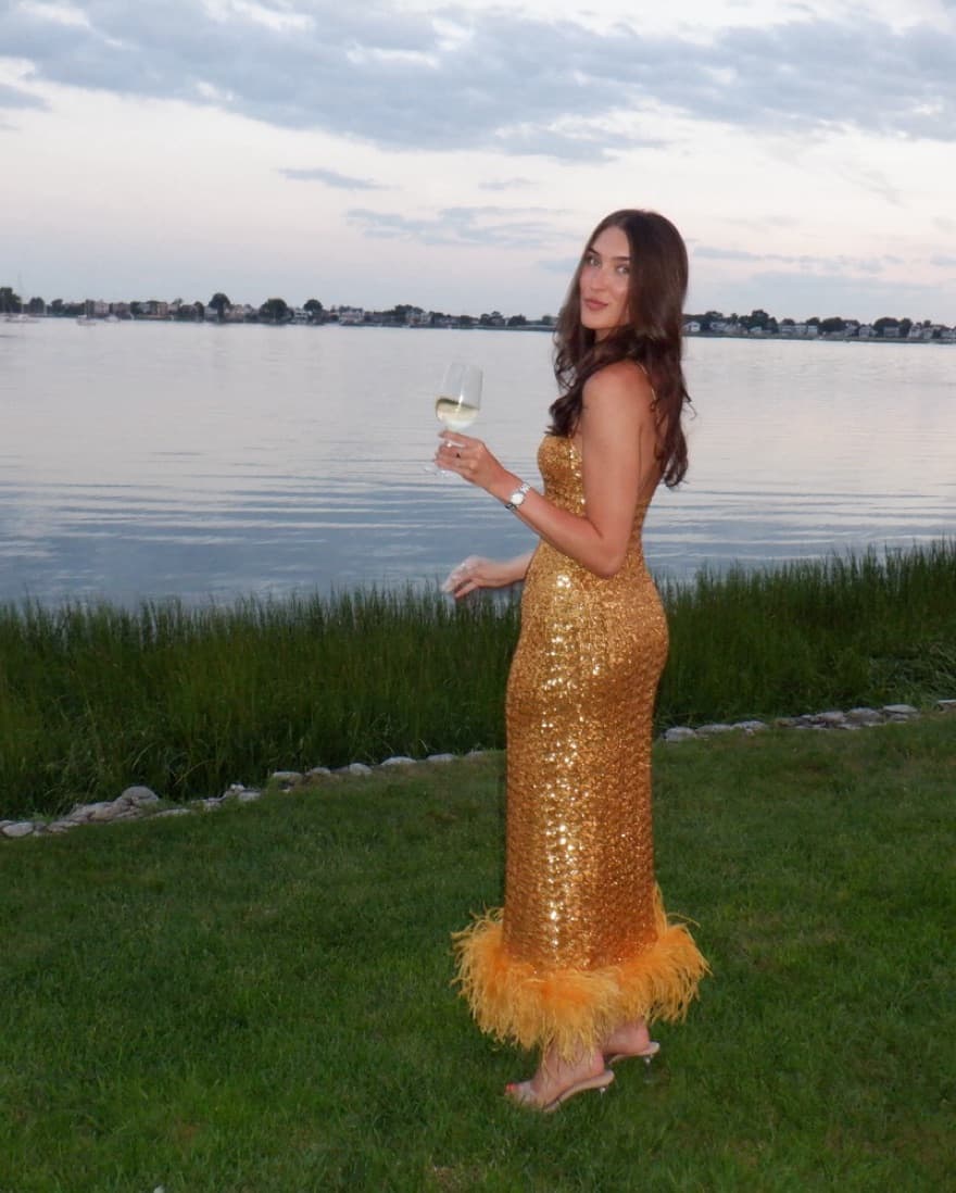 Oseree Golden Sequin Dress - Image 5