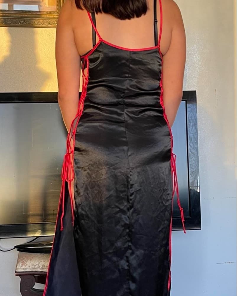 Dragon Print Black Lace Up Sides Dress - Image 5