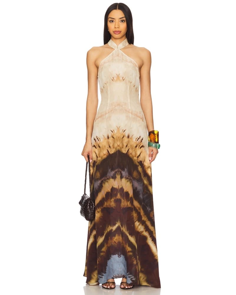 Kim Shui Silk Halter Dress | Western Chic, Animal Print - Image 1