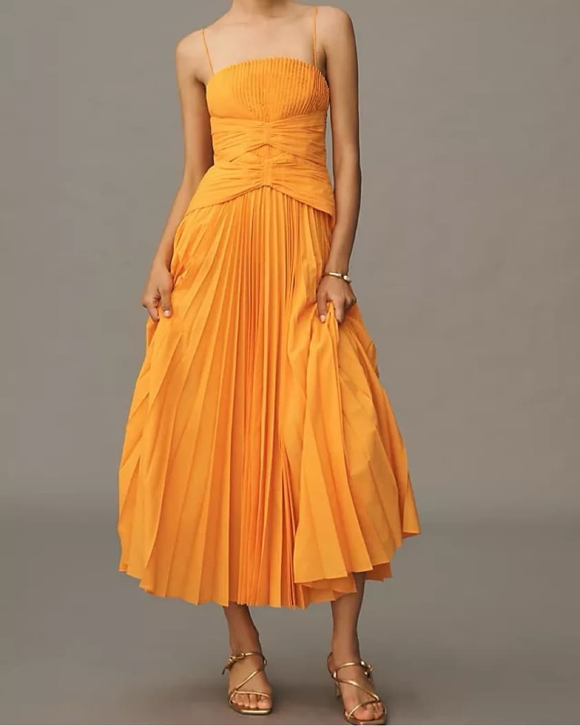 Acler Fairly Pleated Marigold Midi Dress - Image 2
