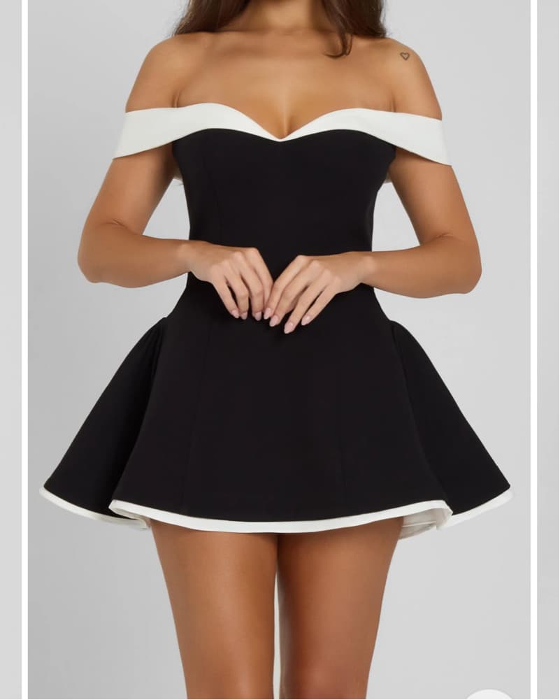 Leau Black & White Strapless Mini Dress - Image 5