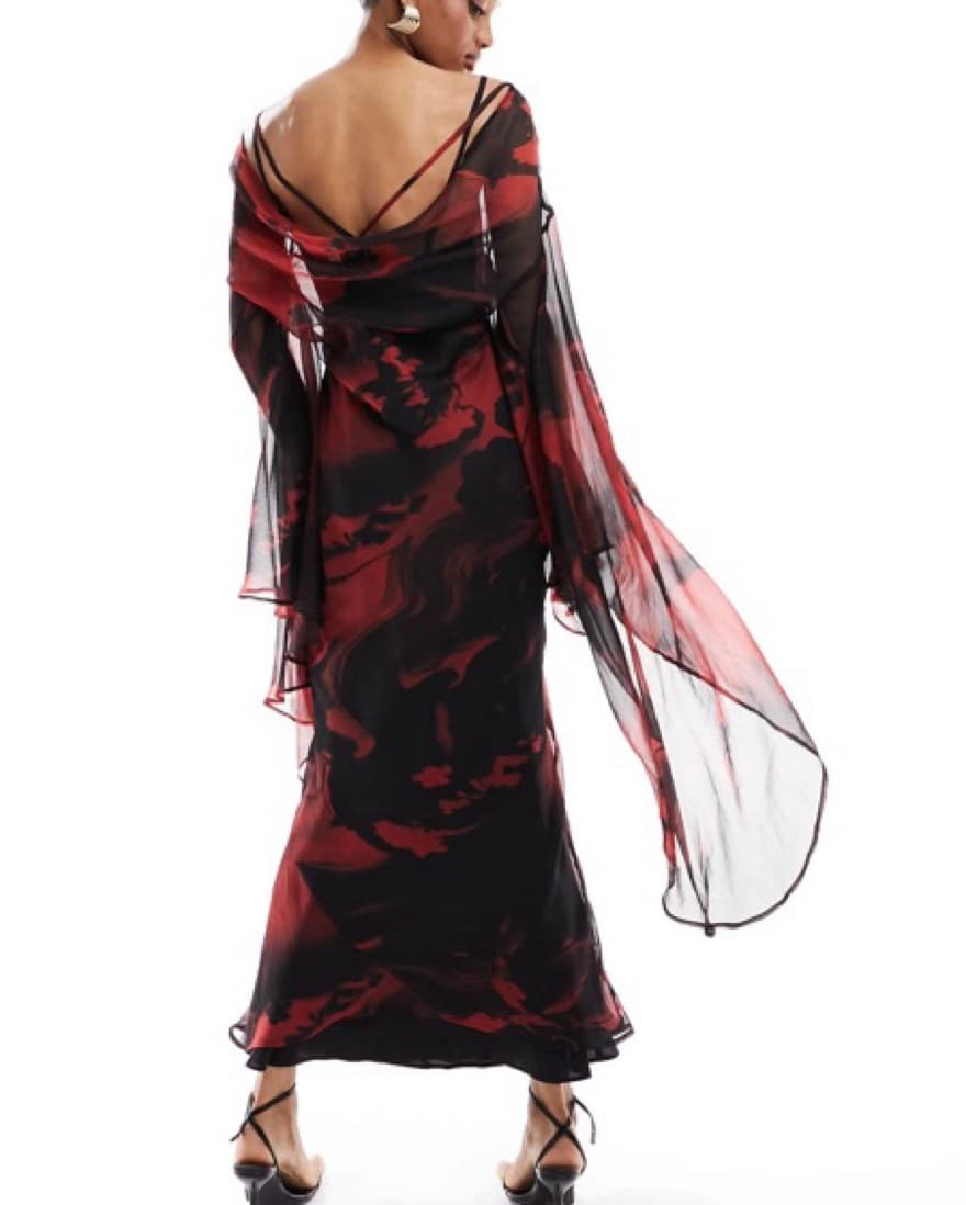 Drape sleeve maxi dress w/ open back  - Image 1