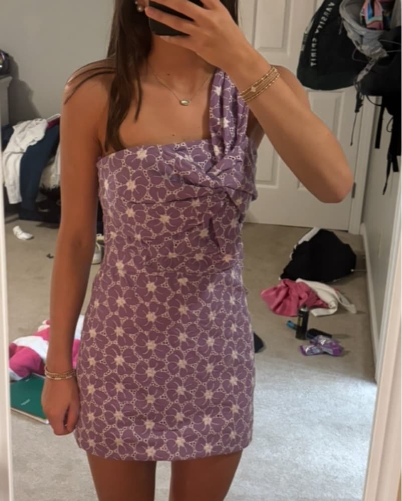 Purple floral mini dress - Image 3