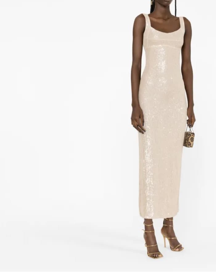 Atu Body Couture Cream Sequin Gown - Image 1