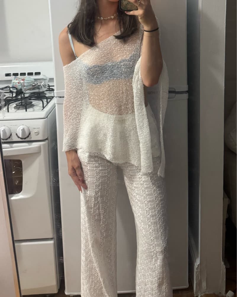 White Sheer Poncho Top - Image 3