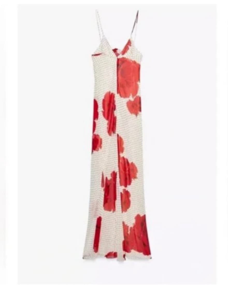 White Dress W/ Polka Dots And Poppys - Image 3