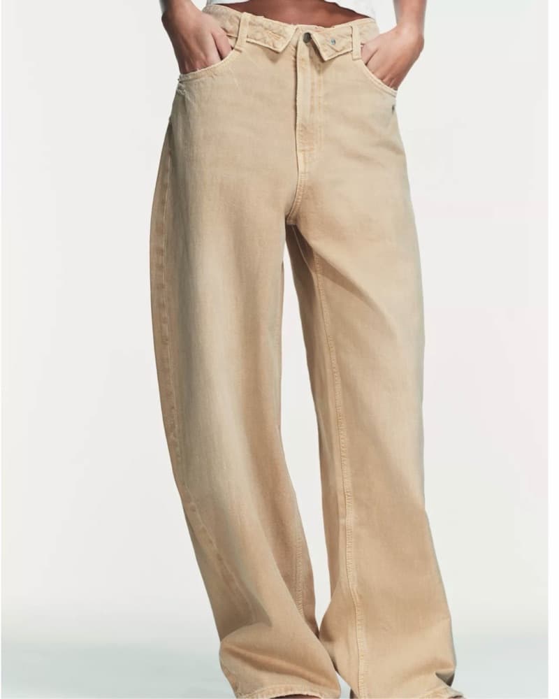 Taupe/Tan Folded Waist jeans  - Image 1