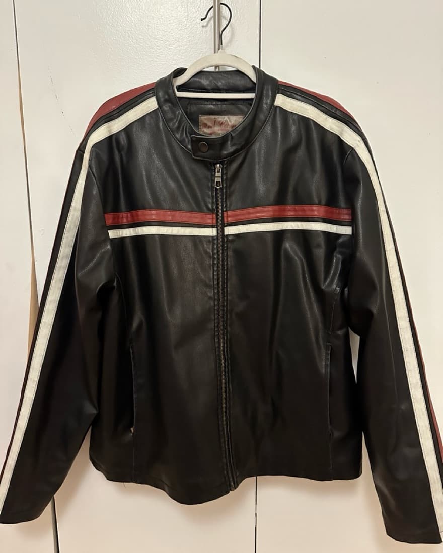 Vinyage Red Camel Leather Motto Jacket - Image 3