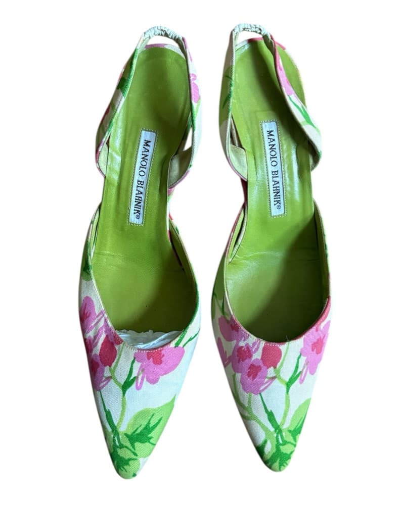 Vintage Floral Manolo Blahnik Slingbacks - Image 3