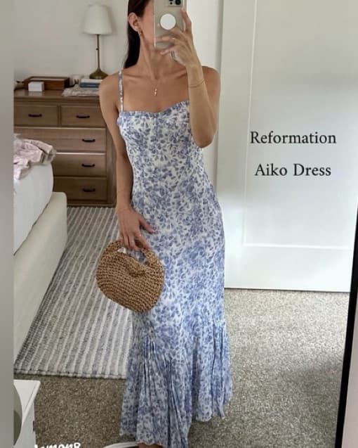 Reformation Blue Floral Dress - Image 2